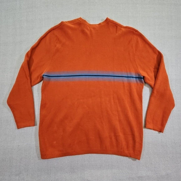 Nassau Bay Sweater Men's XXL Orange with Blue Stripes Long Sleeve Quiet Luxury - Picture 10 of 14